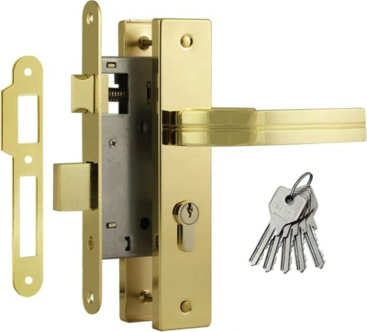 Замок врезной НОРА-М 106-55 цилиндровый комплект с ручками "Золото" [16918]