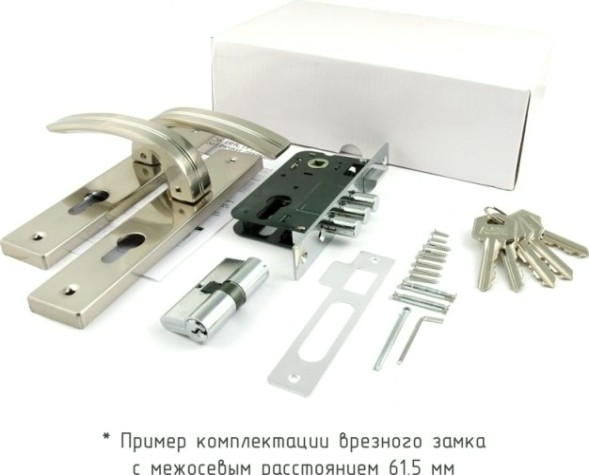 Замок врезной НОРА-М 106-62 цилиндровый комплект с ручками "Матовый хром/Хром" [17017]