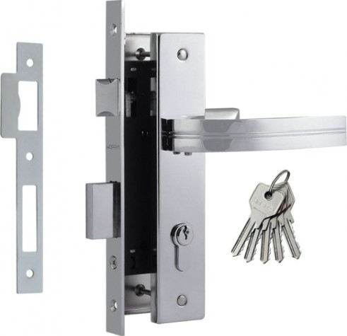 Замок врезной НОРА-М 106-70 цилиндровый комплект с ручками "Хром" [16993]