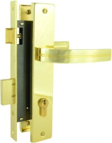 Замок врезной НОРА-М 106-85 К цилиндровый комплект с ручками "Золото" 45 мм [16187]