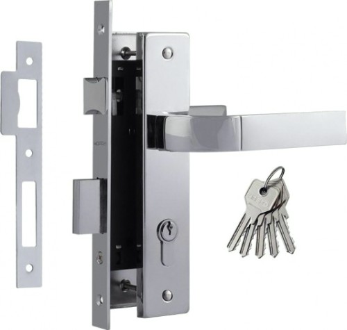 Замок врезной НОРА-М 107-70 Л цилиндровый комплект с ручками "Хром" [16181]