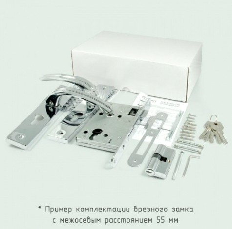 Замок врезной НОРА-М 109-55 цилиндровый комплект с ручками "Золото" [16922]