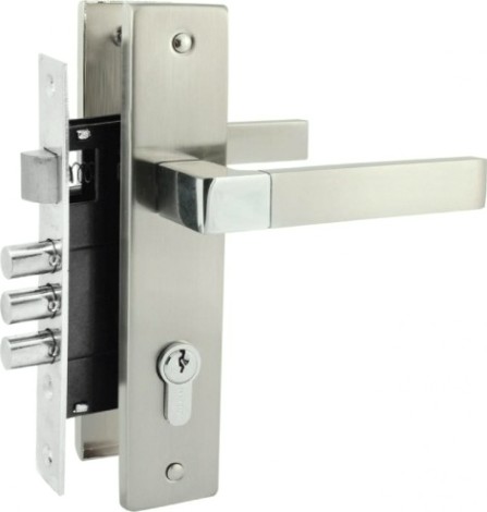 Замок врезной НОРА-М 109-62 NEW цилиндровый комплект с ручками "Матовый никель" [17022]