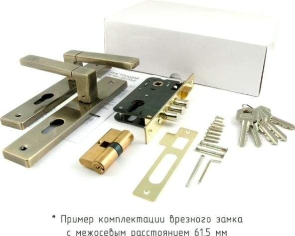 Замок врезной НОРА-М 109-62 NEW цилиндровый комплект с ручками "Матовый никель" [17022]