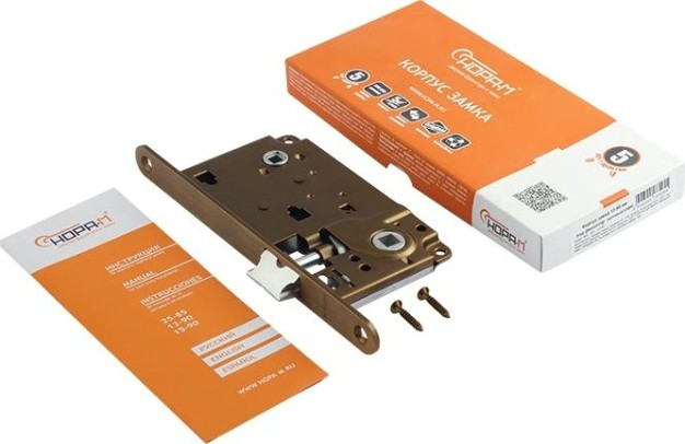 Замок врезной НОРА-М 13-90 под фиксатор "Матовый кофе" [18575]