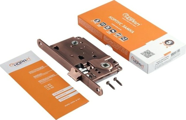 Замок врезной НОРА-М 13-90 под фиксатор "Старая медь" [8557]