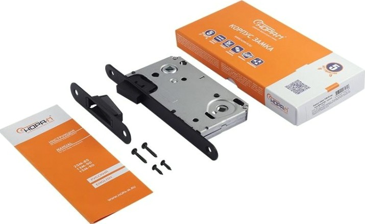 Замок врезной НОРА-М 13М-90 мм под фиксатор с магнитным ригелем "Черный" [18518]