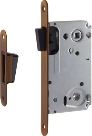 Замок врезной НОРА-М 13М-90 мм под фиксатор с магнитным ригелем "Матовый кофе" [18516]