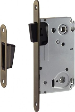 Замок врезной НОРА-М 13М-90 мм под фиксатор с магнитным ригелем "Старая бронза" [14917]