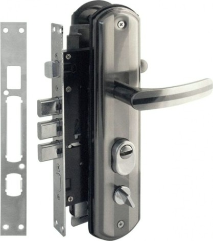 Замок врезной НОРА-М 200-68 STD левый для китайских дверей "Матовый хром/Черный никель" [16717]