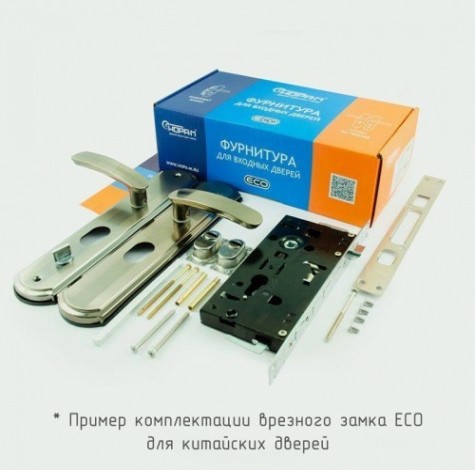 Замок врезной НОРА-М 200-68 STD левый для китайских дверей "Матовый хром/Черный никель" [16717]