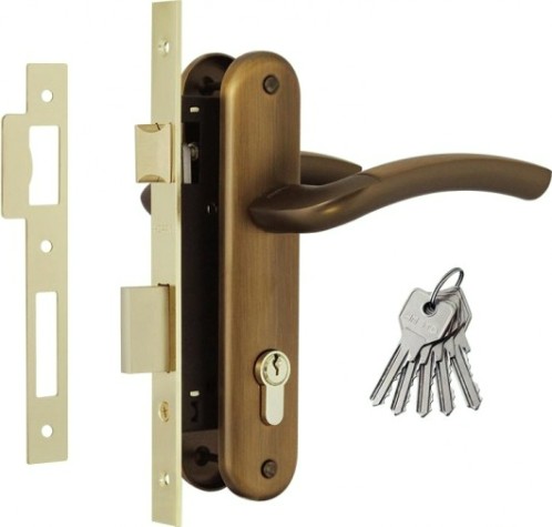 Замок врезной НОРА-М 23-70 Л цилиндровый комплект с ручками "Матовый кофе" [16137]