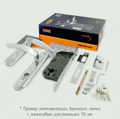 Замок врезной НОРА-М 23-70 Л цилиндровый комплект с ручками "Матовый кофе" [16137]