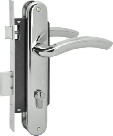 Замок врезной НОРА-М 23-85 К цилиндровый комплект с ручками "Хром" [9344]