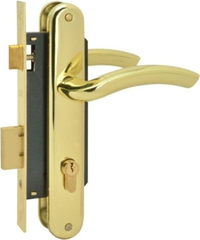 Замок врезной НОРА-М 23-85 К цилиндровый комплект с ручками "Золото" 40 мм [17119]