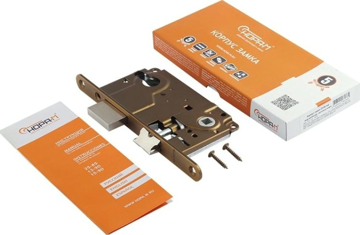 Замок врезной НОРА-М 25-85 цилиндровый "Матовый кофе" [18513]