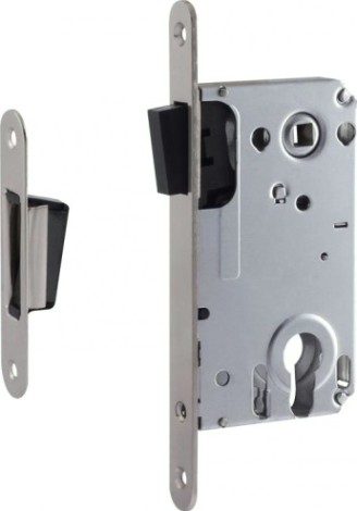 Замок врезной НОРА-М 25М-85 мм цилиндровый с магнитным ригелем "Матовый никель" [18519]