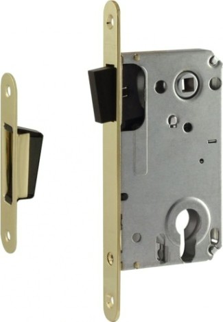 Замок врезной НОРА-М 25М-85 мм цилиндровый с магнитным ригелем "Золото" [14746]