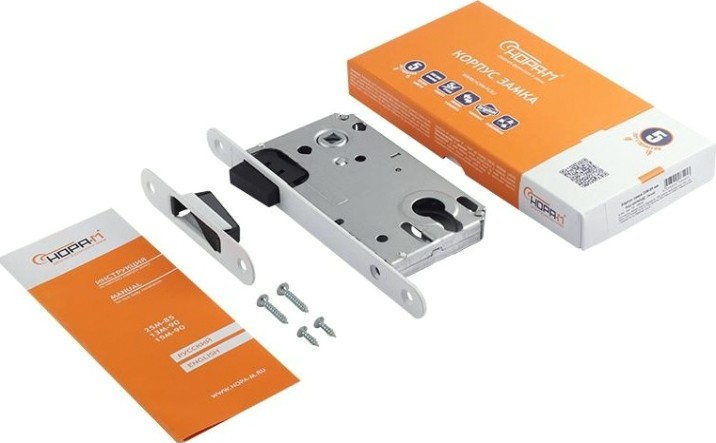 Замок врезной НОРА-М 25М-85 мм под фиксатор с магнитным ригелем "Белый" [18524]