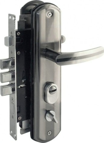 Замок врезной НОРА-М 300-68 левый для китайских дверей "Матовый хром/Черный никель" [18728]