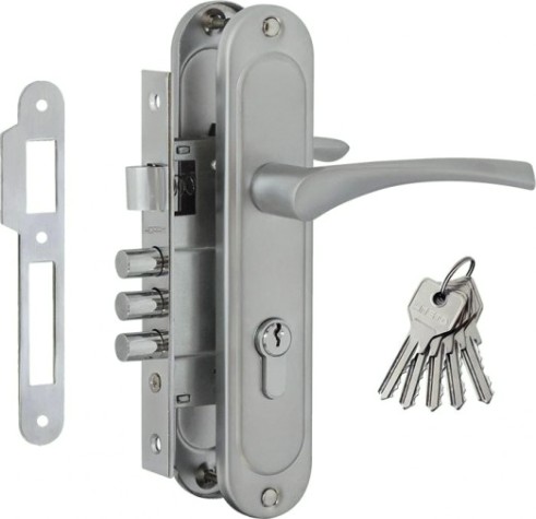 Замок врезной НОРА-М 710-62 цилиндровый комплект с ручками "Матовый хром/Хром" [16983]