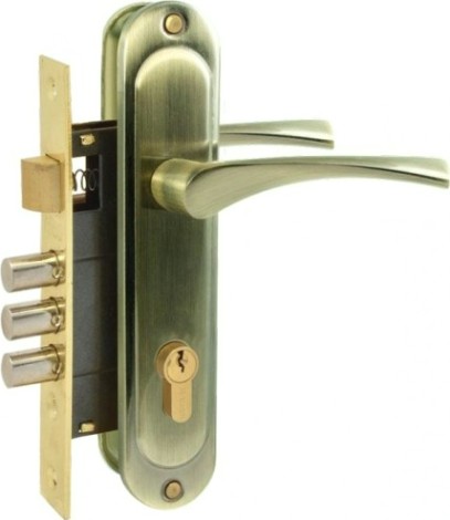 Замок врезной НОРА-М 710-62 цилиндровый комплект с ручками "Старая бронза" [16981]