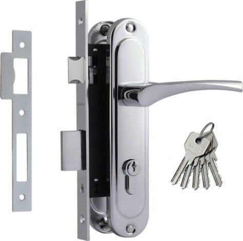 Замок врезной НОРА-М 710-70 цилиндровый комплект с ручками "Хром" [16986]