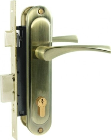 Замок врезной НОРА-М 710-70 цилиндровый комплект с ручками "Старая бронза" [16985]