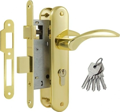 Замок врезной НОРА-М 94-55 цилиндровый комплект с ручками "Золото" [16910]