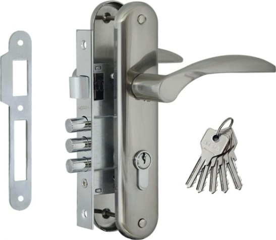 Замок врезной НОРА-М 94-62 цилиндровый комплект с ручками "Матовый хром/Хром" [16998]