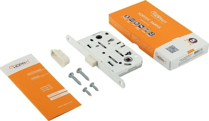 Замок врезной НОРА-М М13М-96 мм цилиндровый с магнитным ригелем "Белый" [18963]