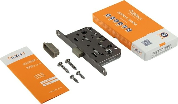 Замок врезной НОРА-М М13М-96 мм под фиксатор с магнитным ригелем "Графит" [18965]