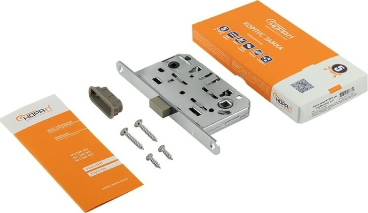 Замок врезной НОРА-М М13М-96 мм под фиксатор с магнитным ригелем "Хром" [18959]