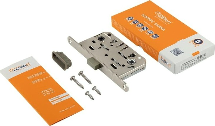 Замок врезной НОРА-М М13М-96 мм под фиксатор с магнитным ригелем "Матовый никель" [18960]