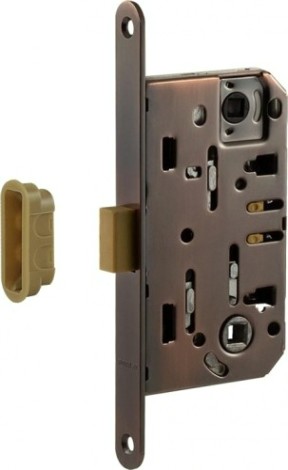 Замок врезной НОРА-М М13М-96 мм под фиксатор с магнитным ригелем "Старая медь" [18961]