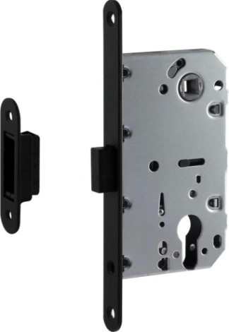 Замок врезной НОРА-М М25М-85 мм цилиндровый с магнитным ригелем "Черный" [18581]