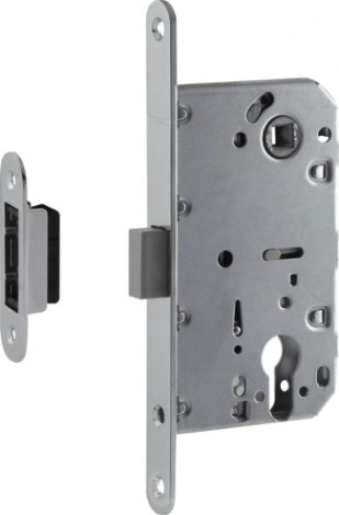 Замок врезной НОРА-М М25М-85 мм цилиндровый с магнитным ригелем Хром" [14749]