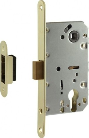 Замок врезной НОРА-М М25М-85 мм цилиндровый с магнитным ригелем "Золото" [14748]