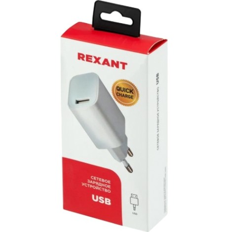 Зарядное устройство REXANT 16-0285 сетевое USB 5v, 3A с Quick Charge, белое Зарядное устройство REXANT 16-0285 сетевое USB 5v, 3A с Quick Charge, белое