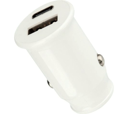 Зарядное устройство REXANT 18-2229 в прикуриватель АЗУ USB-A+USB-C, 2.4A белая