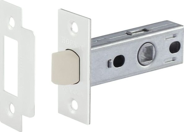 Защелка дверная НОРА-М С-45П с пластик. ригелем "Белая" [18792]