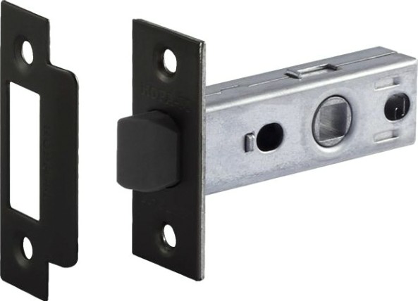 Защелка дверная НОРА-М С-45П с пластик. ригелем "Черная" [18793]