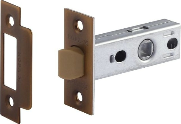 Защелка дверная НОРА-М С-45П с пластик. ригелем "Матовый кофе" [17214]