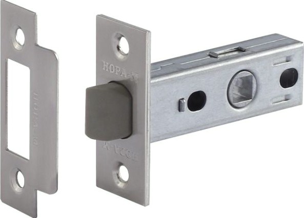 Защелка дверная НОРА-М С-45П с пластик. ригелем "Матовый никель" [15470]