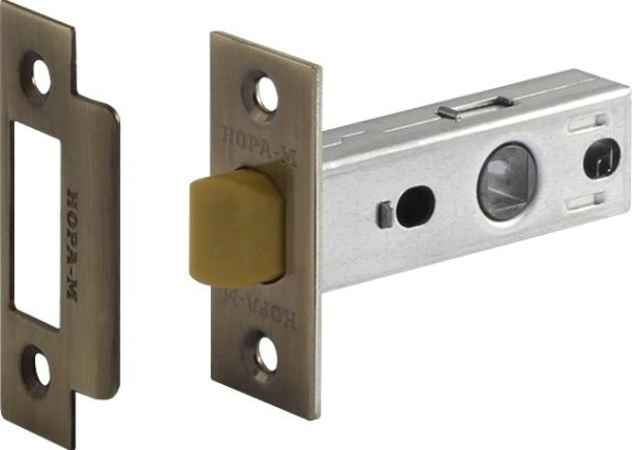 Защелка дверная НОРА-М С-45П с пластик. ригелем "Старая бронза" [15468]