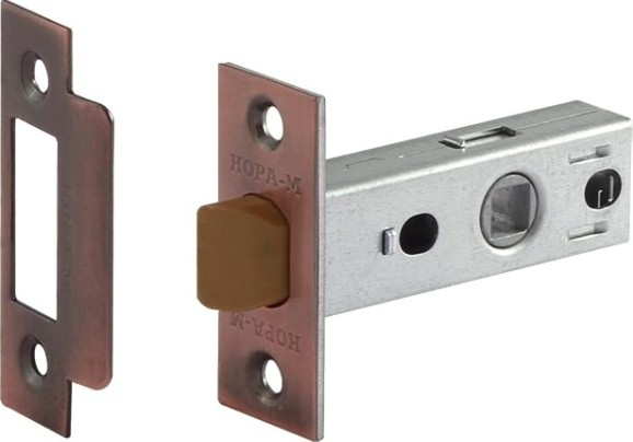 Защелка дверная НОРА-М С-45П с пластик. ригелем "Старая медь" [15469]