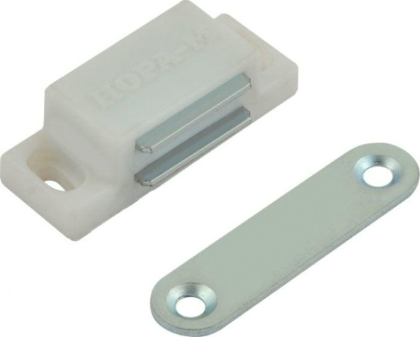 Защелка мебельная НОРА-М №4 магнитная "Белая" [9496]