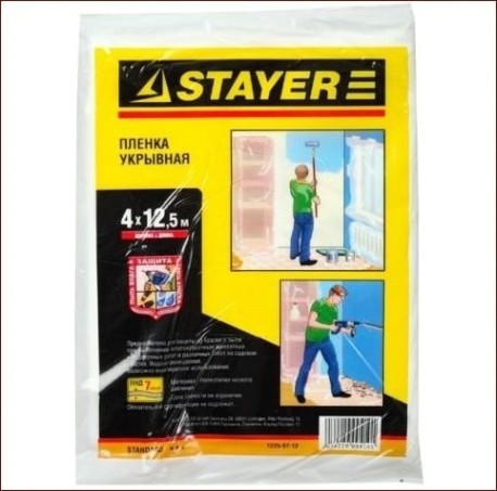 Защитная пленка STAYER STANDARD укрывочная, hdpe, 7 мкм, 4х12,5 м [1225-07-12]