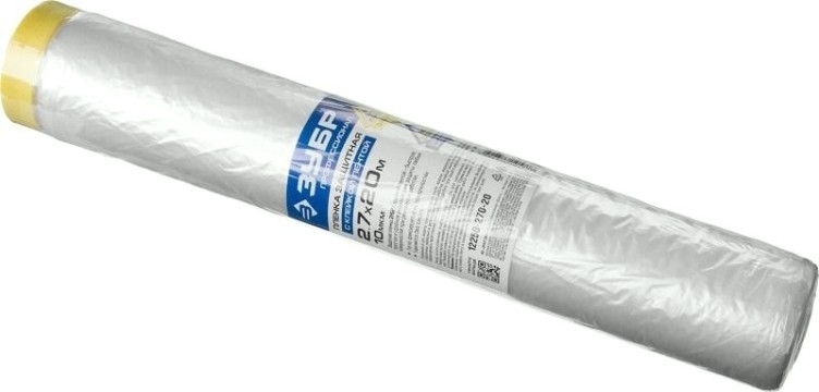 Защитная пленка ЗУБР ПРОФЕССИОНАЛ с клейкой лентой, hdpe, 10мкм, 2,7х20м [12250-270-20]