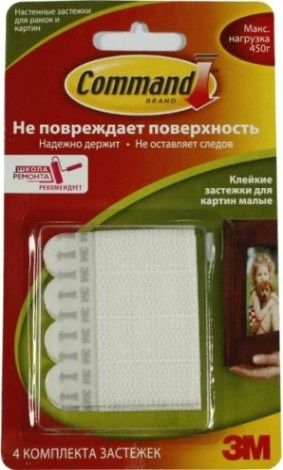 Застежки для картин малые 3M Command® (17202) белые 4 пары [7100109089]